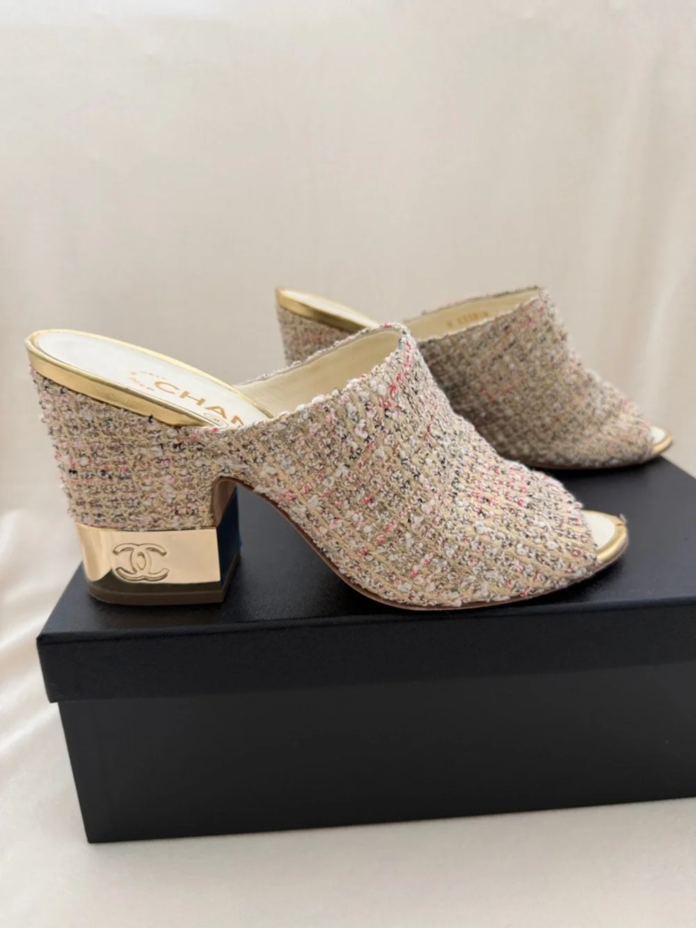 CHANEL Tweed Mules